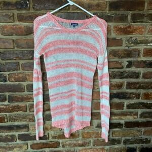 Splendid Loose Knit Pink & White Striped Long Sleeve Top Women's Size XS